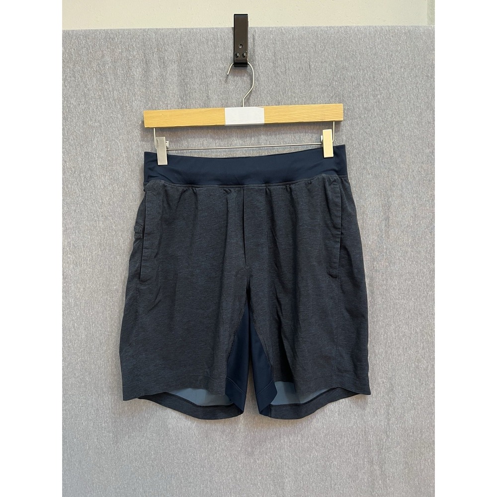 Lululemon THE Short Mens M Blue Black Linerless 7" Drawstring LM7901S
